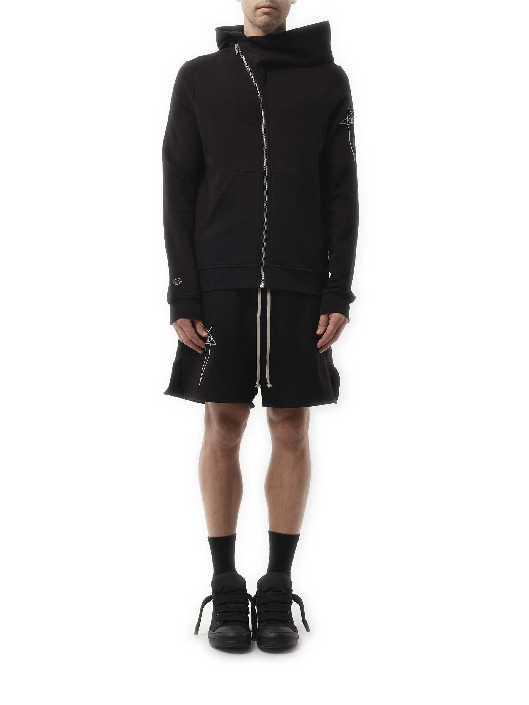 Rick Owens Drkshdw Champion x Drkshdw Mountain Hoodie in Black