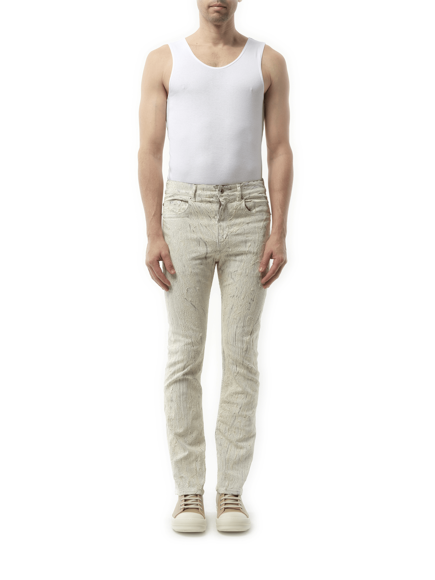 Rick Owens Headon Utility Denim Pants in Milk