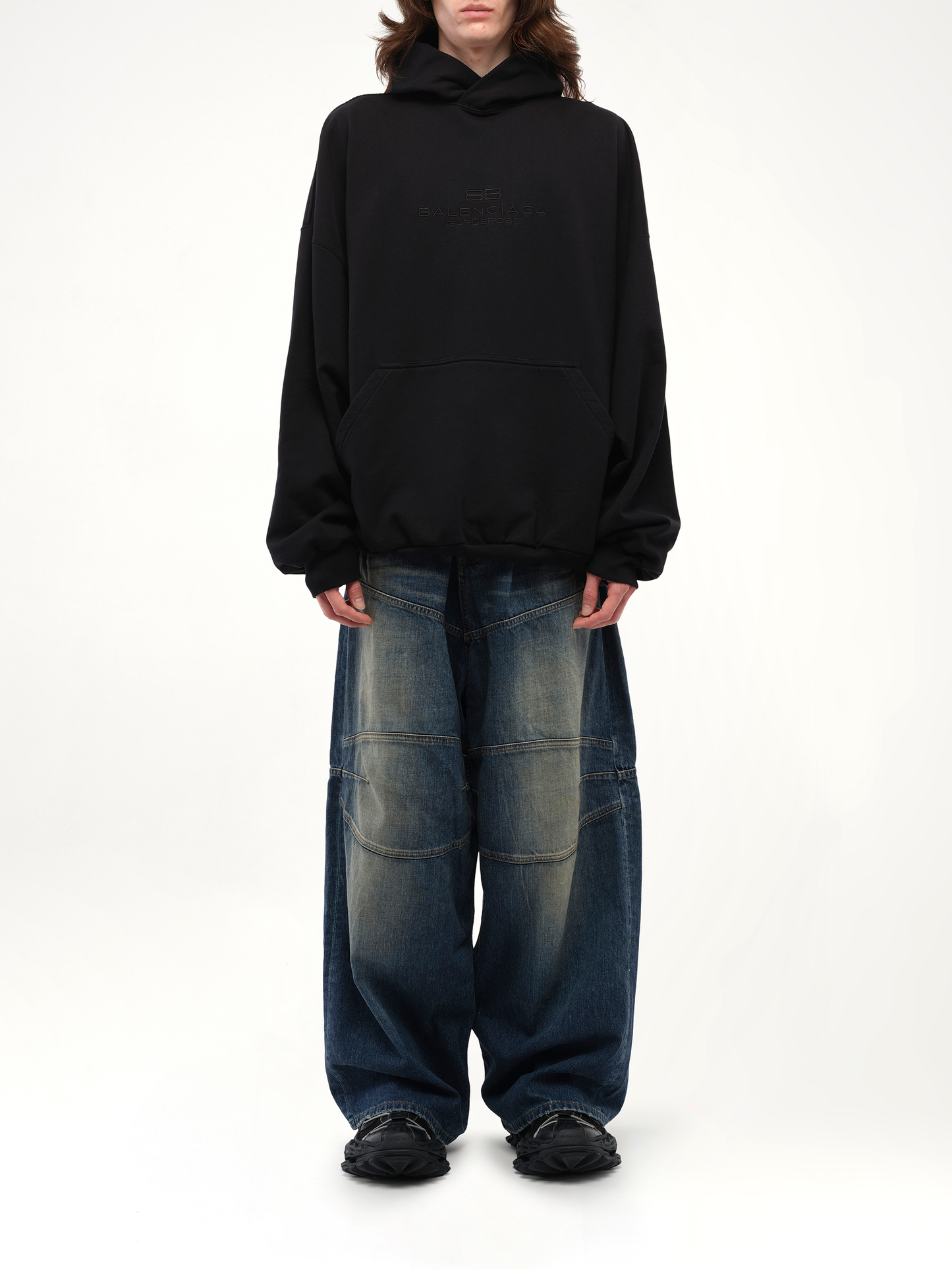 Balenciaga BB Embroidery Large Fit Hoodie in Black