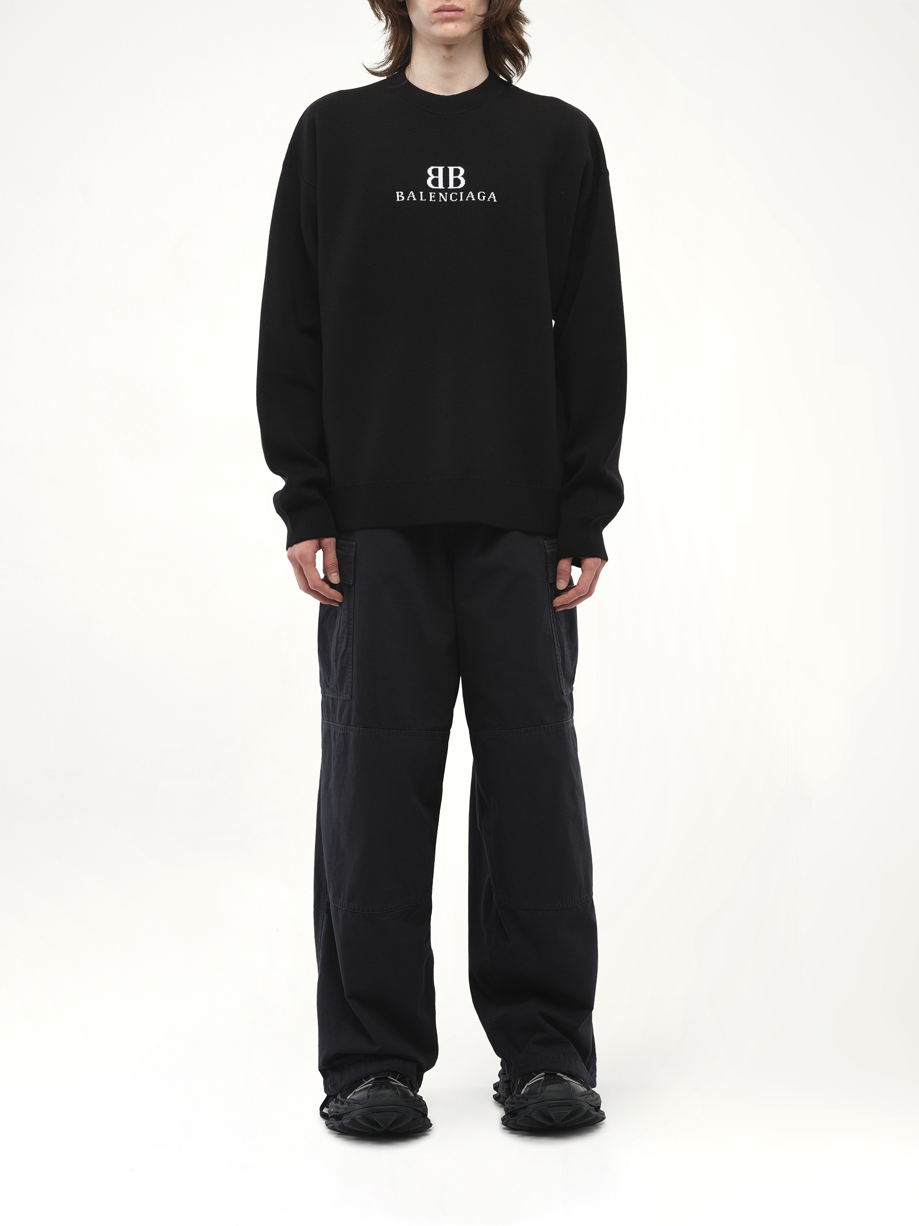 Balenciaga Crewneck Sweater in Black/White