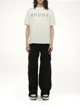 Rhude Distressed Logo T-Shirt in Vintage White