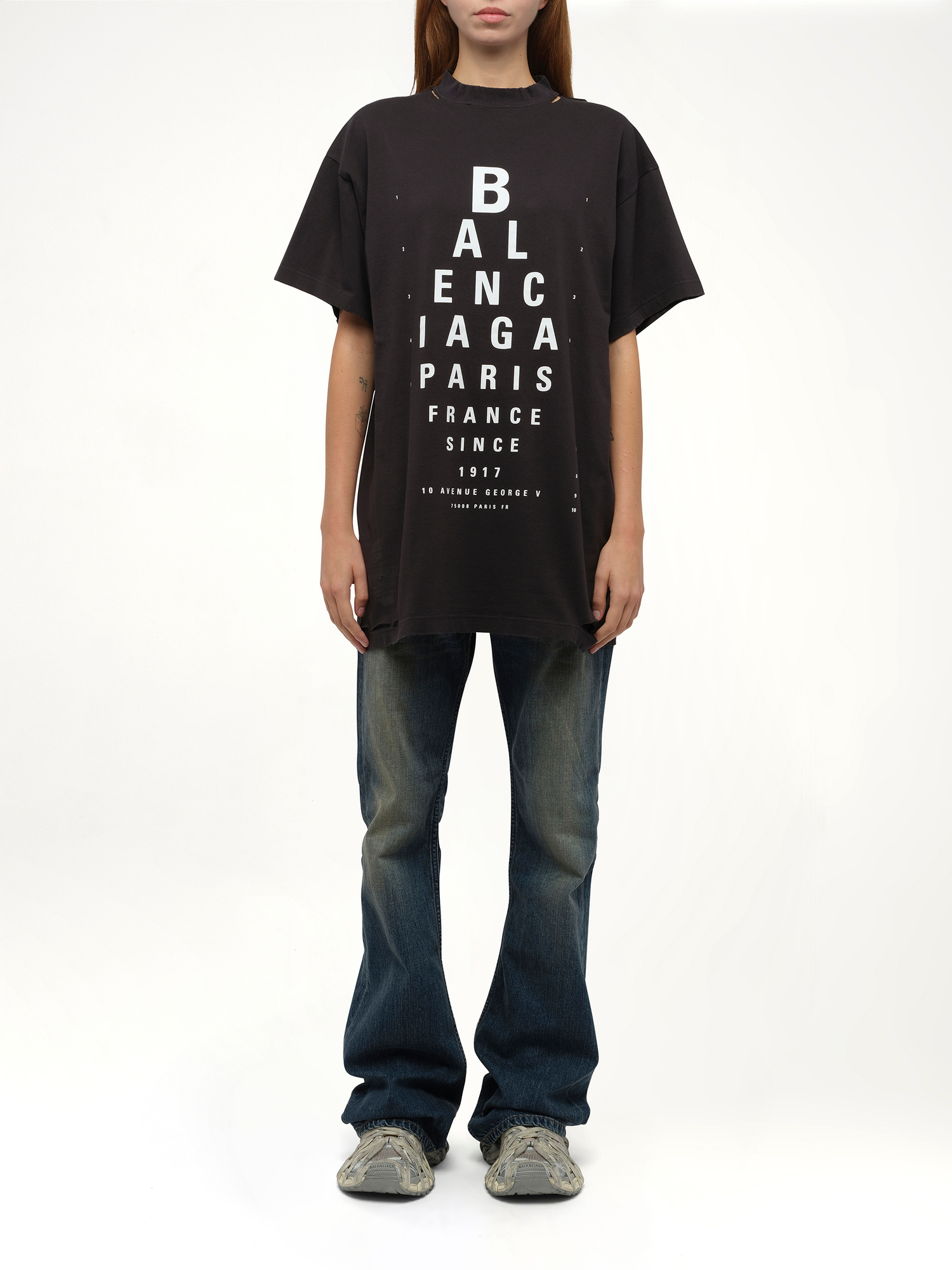 Balenciaga Eye-Test Oversized T-Shirt in Washed Black/White