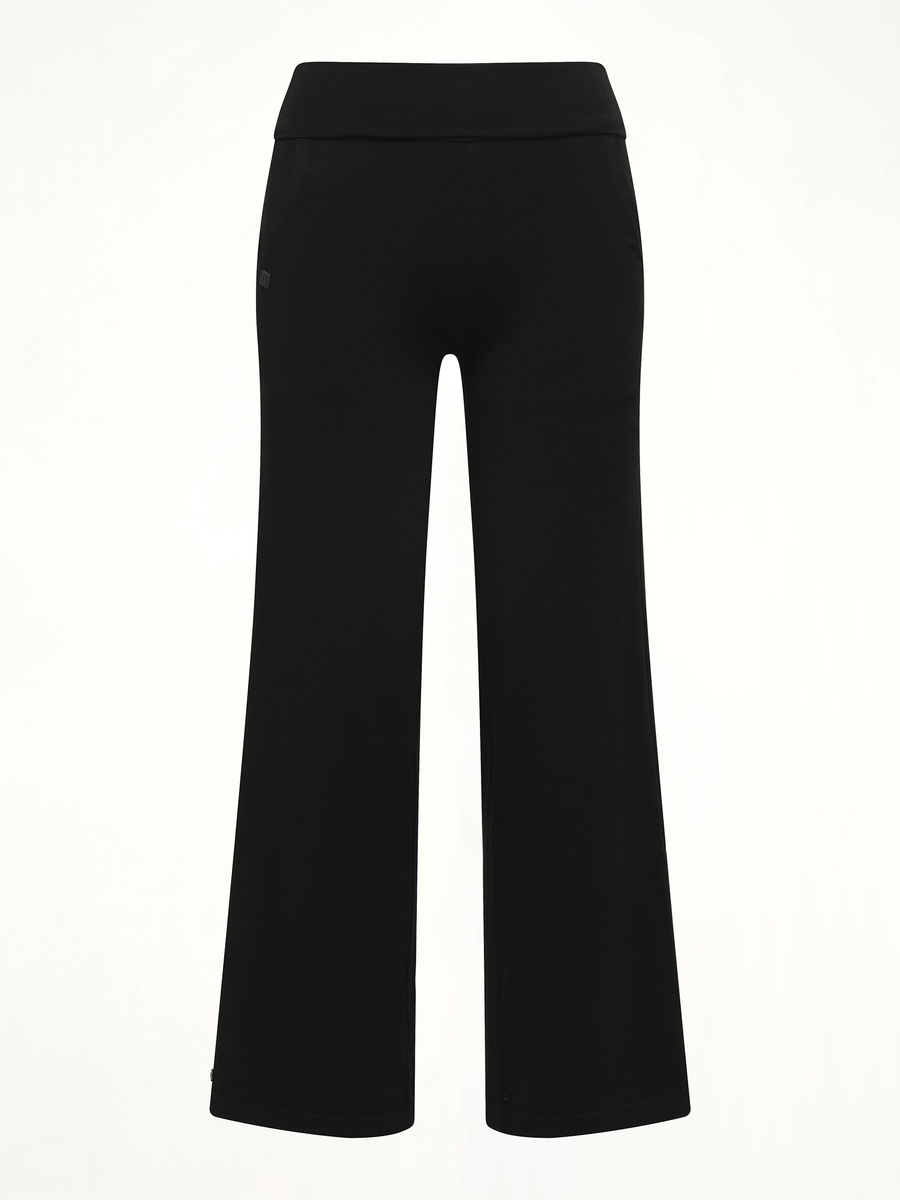 Afternoon Stretch Series - Folded High Waisted Pants in Black
