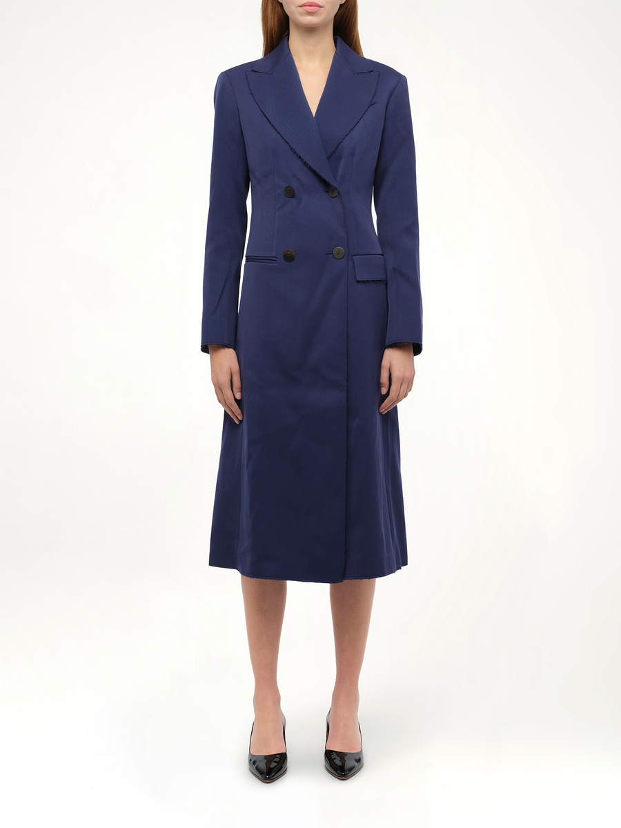 Double Button Coat in Navy