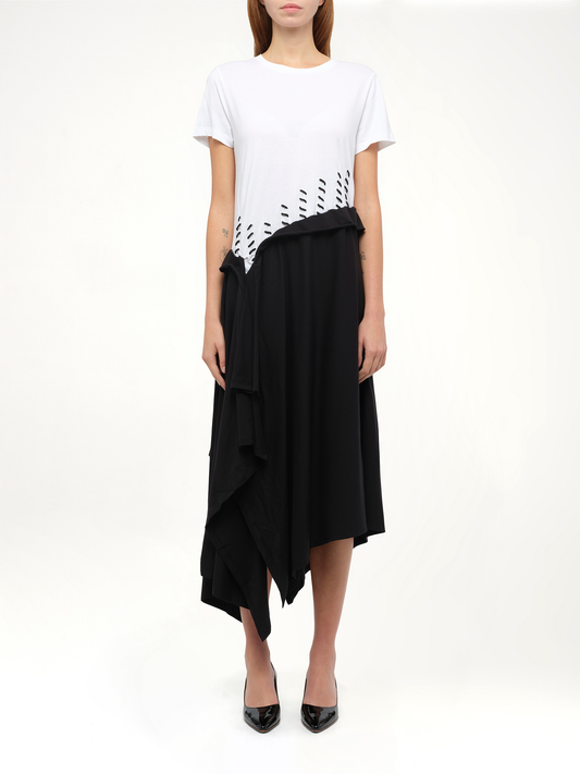 Satin Jersey Dress in Ecru