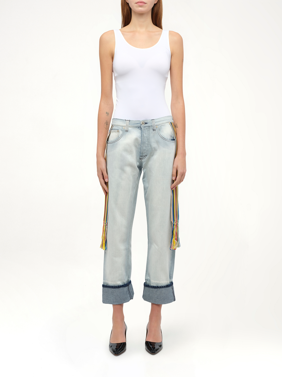 Stripe Bands Jeans in L Blue