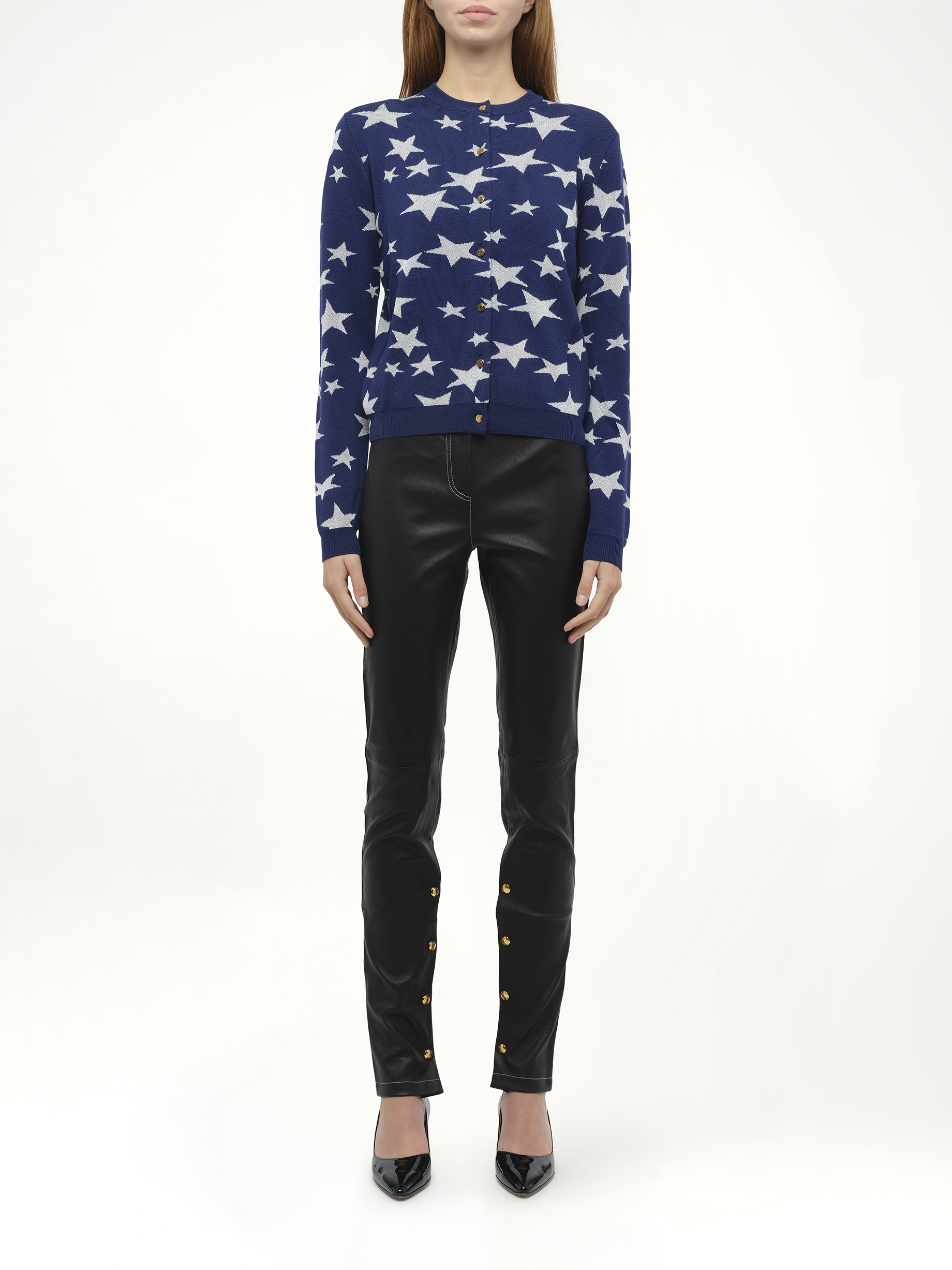 Lurex Stars Cardigan in Navy
