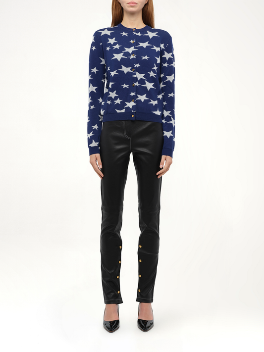 Lurex Stars Cardigan in Navy