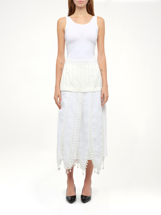 Lace Petal Skirt in White