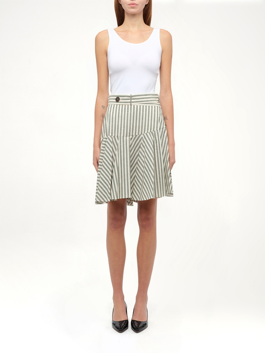 Stripe Skater Skirt in White