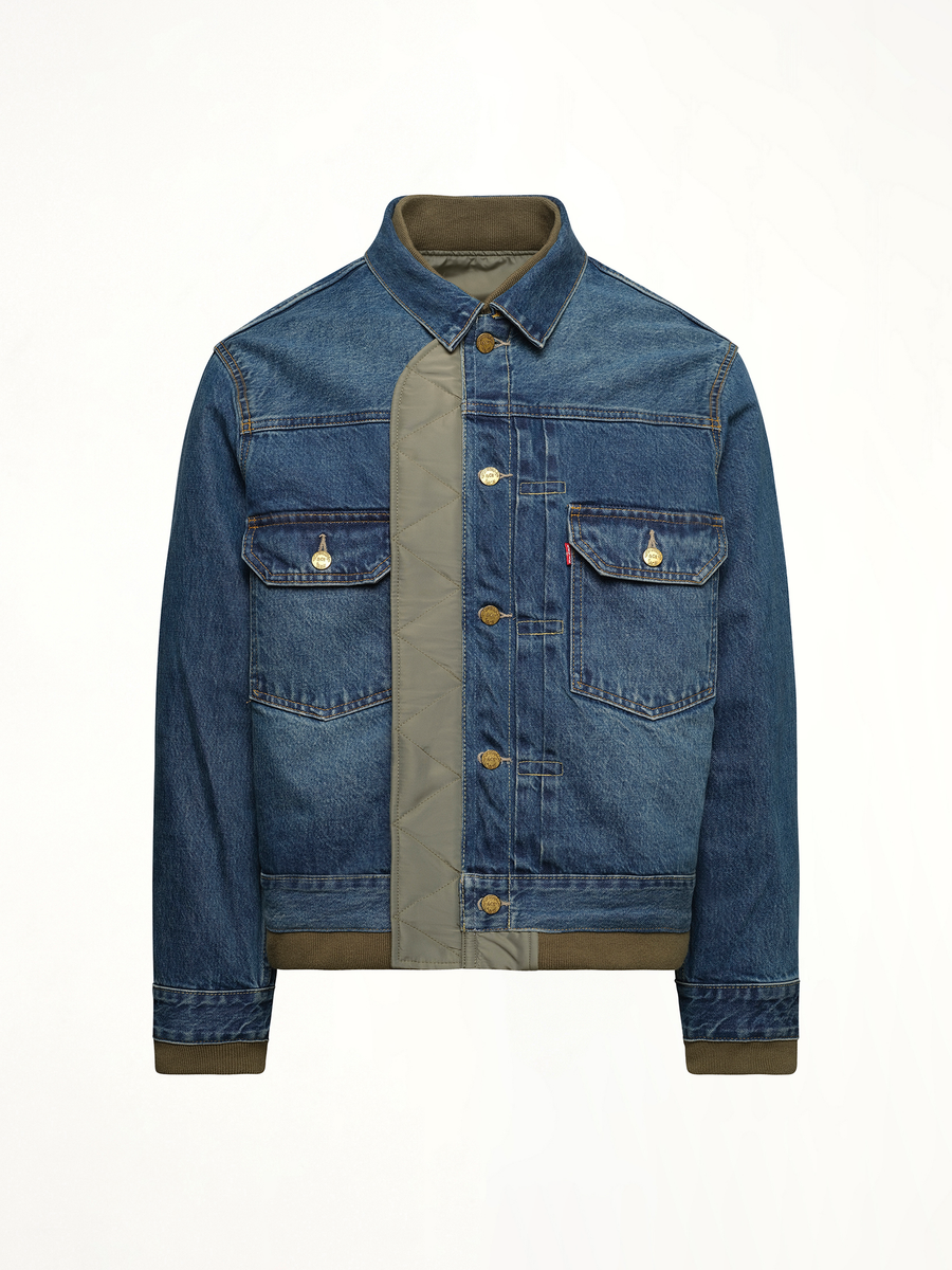 Levi's Denim x Nylon Twill Reversible Blouson in Blue/Khaki