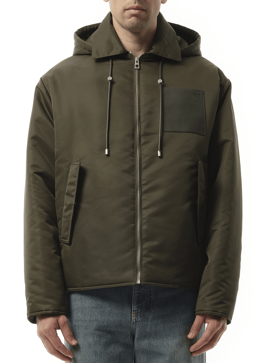 Loewe Padded Hood Jacket in Khaki Green