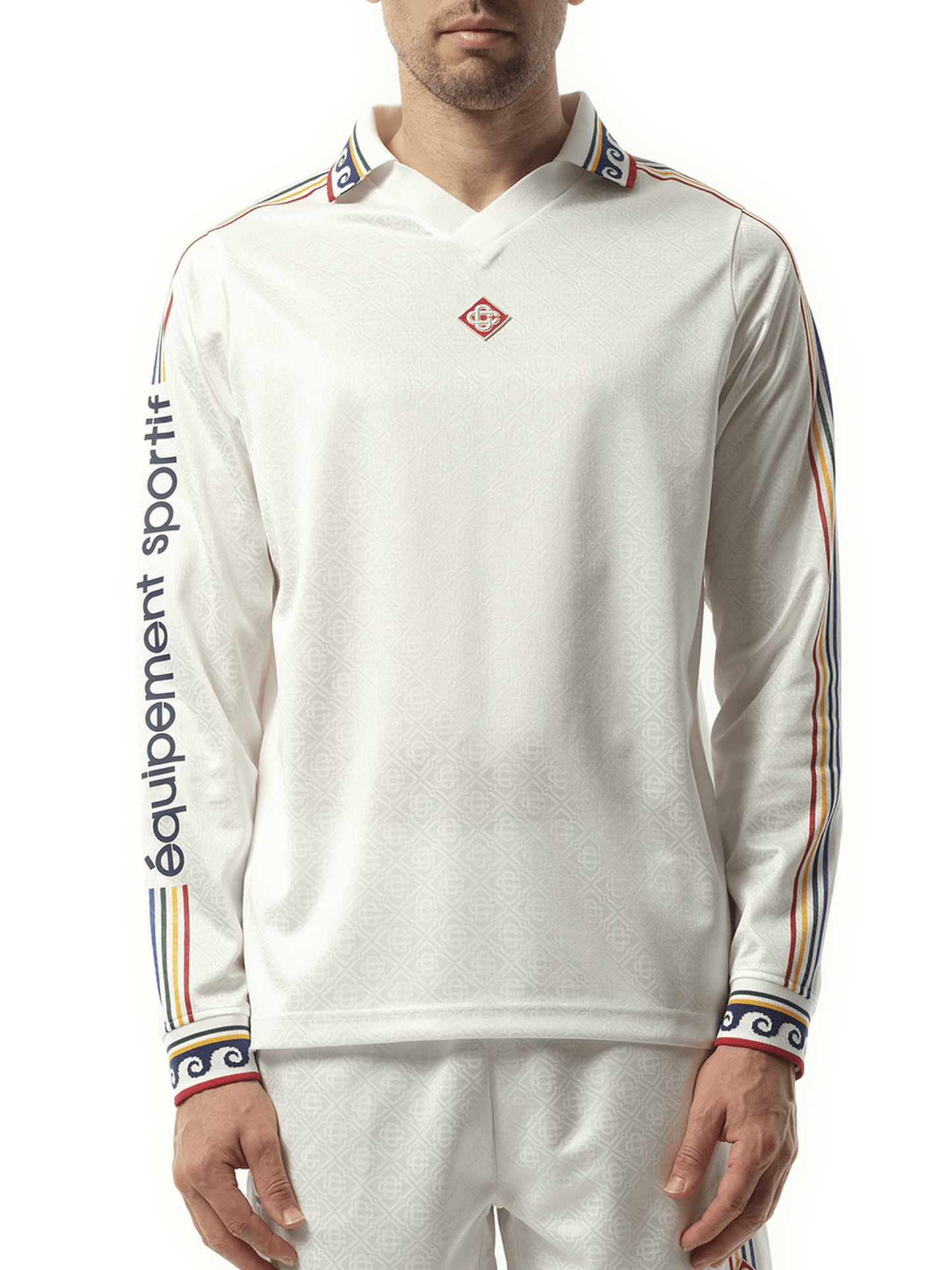 Casablanca Long Sleeve Football Shirt in Off White
