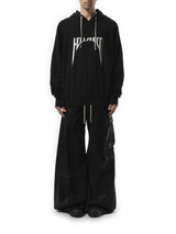 Rick Owens Drkshdw Hollywood Curved Print Oversized Hoodie in Black/Milk