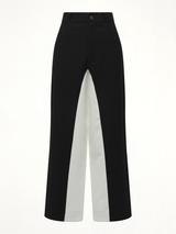 Black & White Stitched Suit Pants in Black
