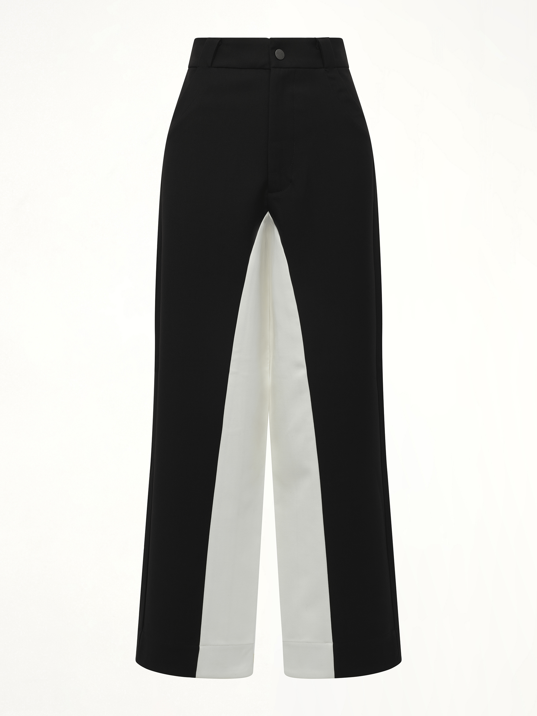Black & White Stitched Suit Pants in Black