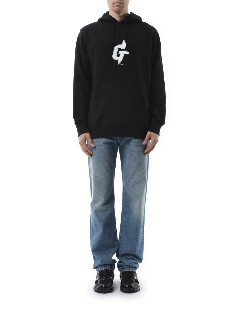 Givenchy Embroidered Eiffel Tower Motif Slim Fit Hoodie in Black