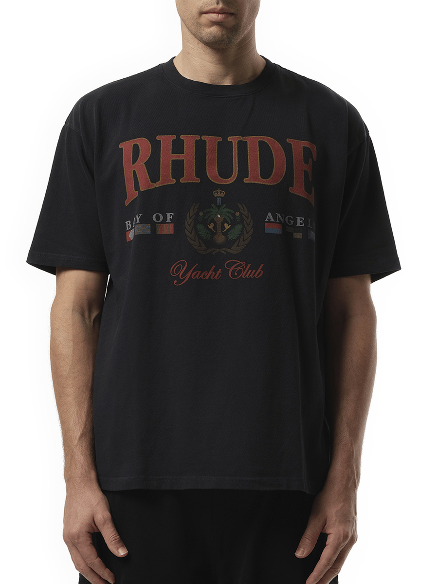 Rhude Bay of Angels Yacht T-Shirt in Vintage Black