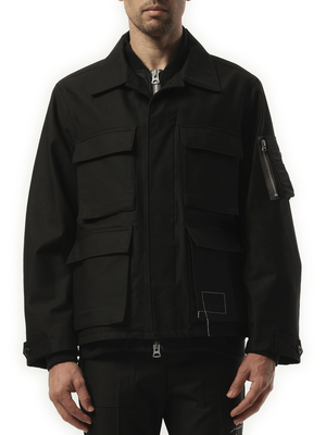 SACAI WTAPS Cotton Back Satin Jacket in Black | MARAIS