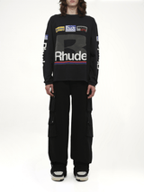 Rhude Petrol Patch Long Sleeve T-Shirt in Vintage Black