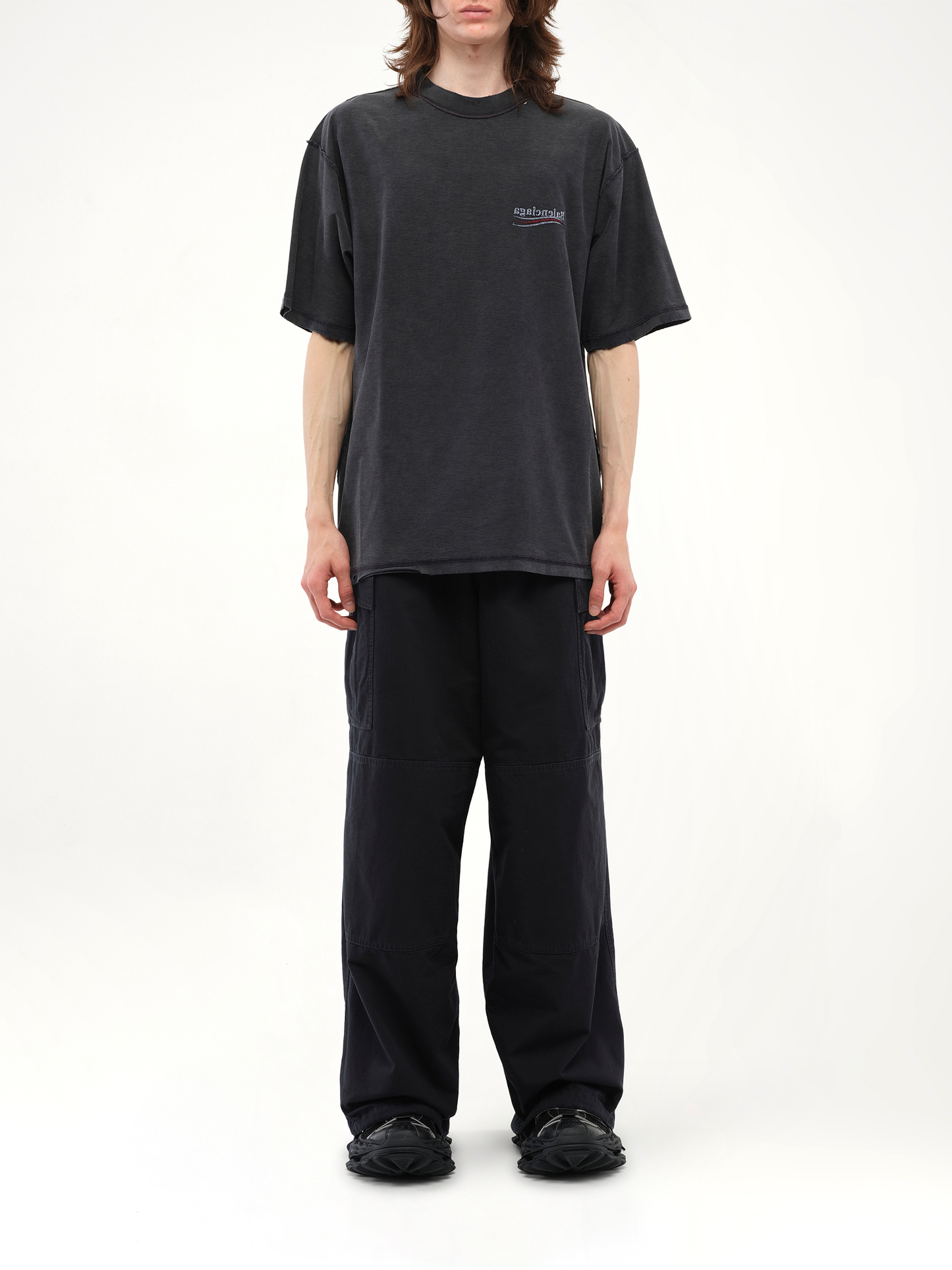 Balenciaga Political Inside-Out Large T-Shirt in Black/White/Red