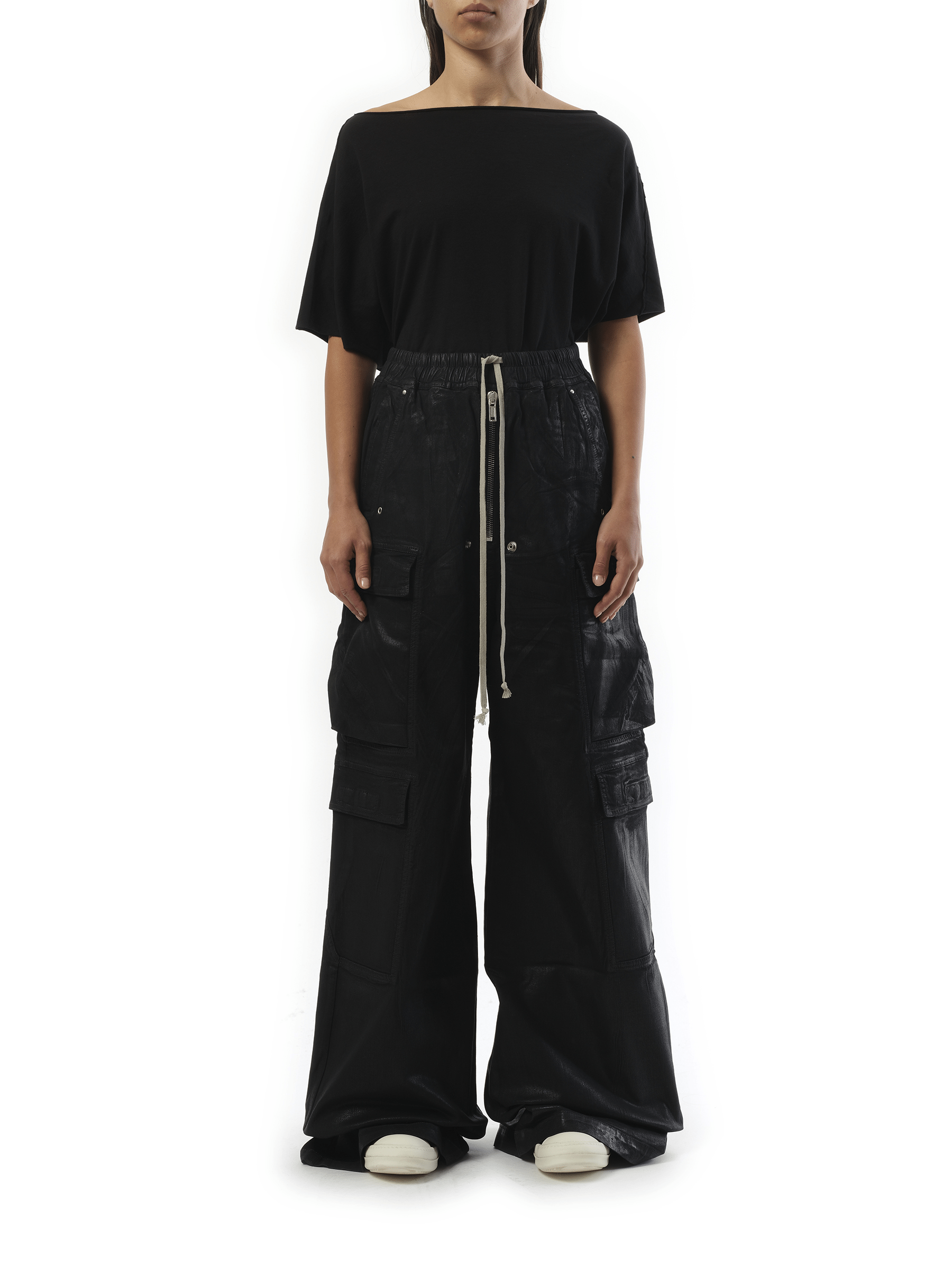 Rick Owens Drkshdw Denim Double Cargo Jumbo Belas in Black