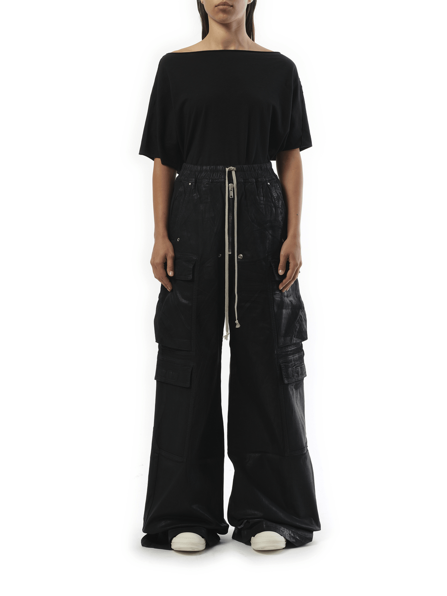 Rick Owens Drkshdw Denim Double Cargo Jumbo Belas in Black