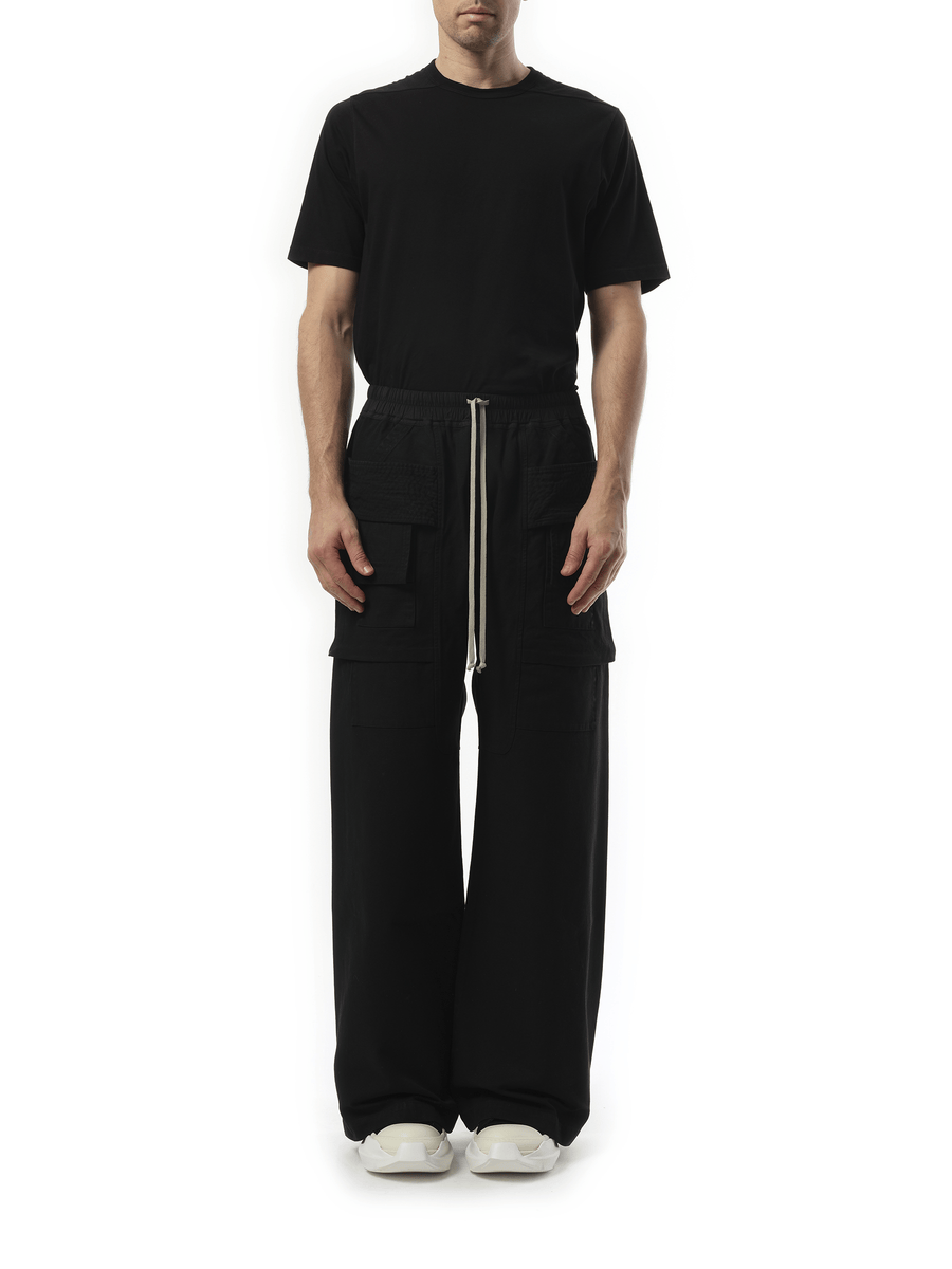 Rick Owens Drkshdw Cotton Canvas Creatch Wide Cargo Drawstring in Black