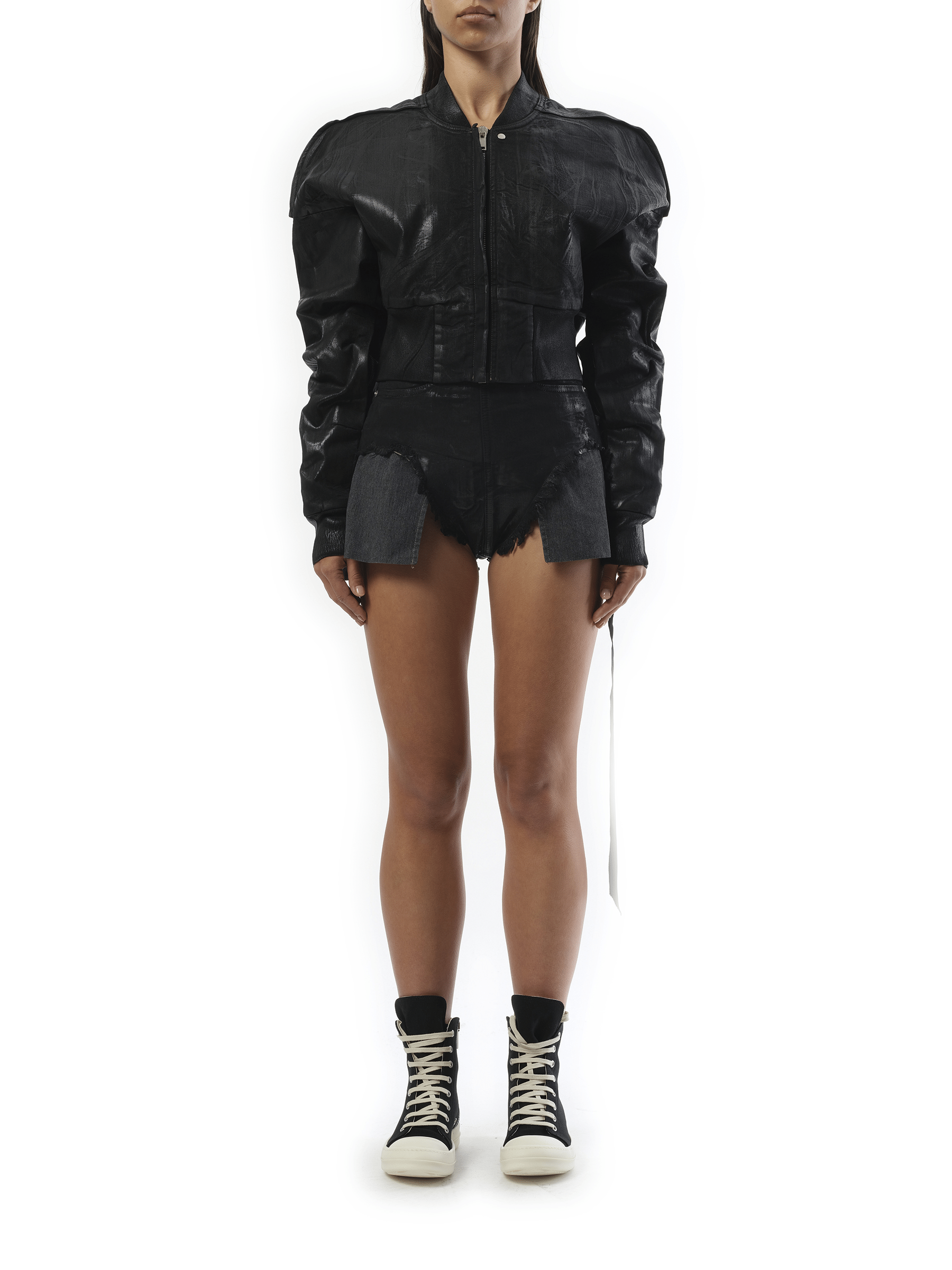 Rick Owens Drkshdw Flight Cropped Denim Jacket in Black