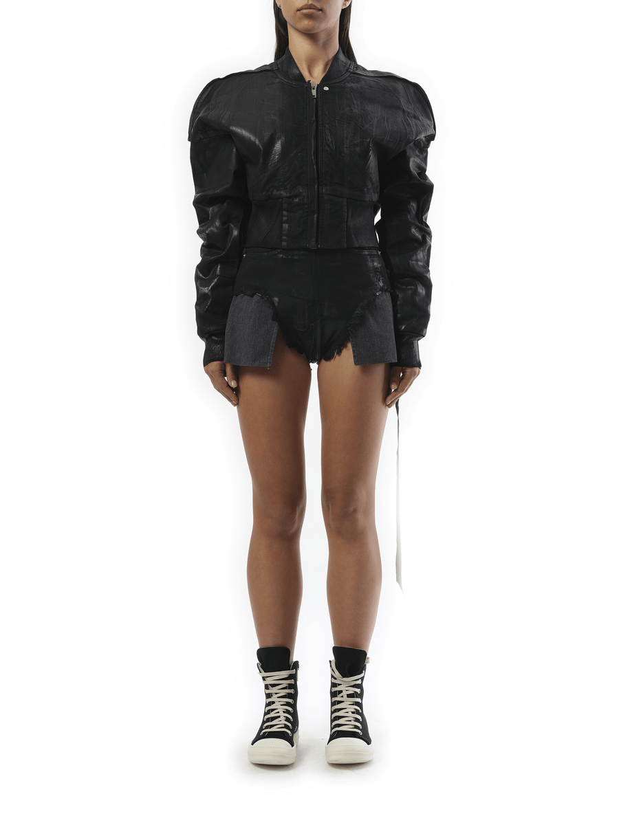Rick Owens Drkshdw Flight Cropped Denim Jacket in Black