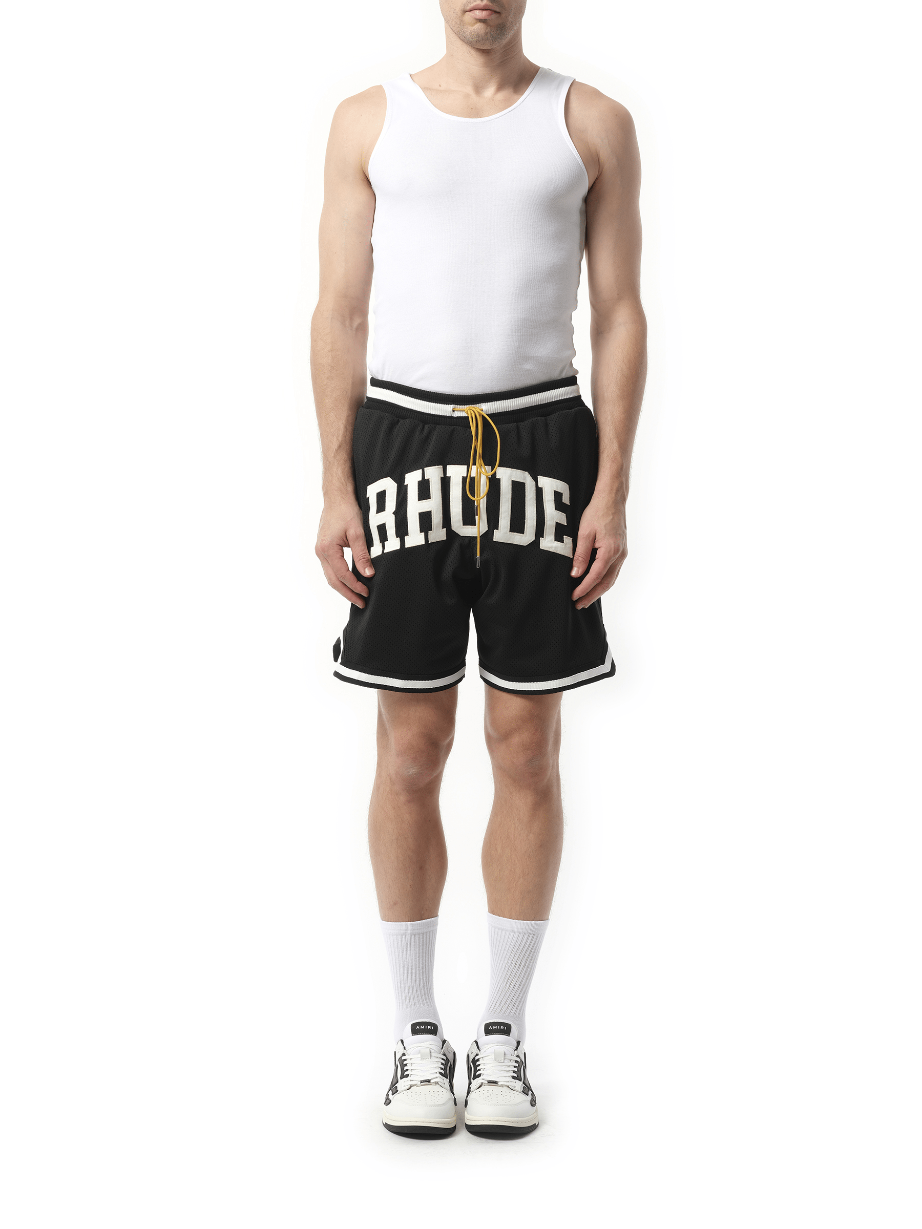 Rhude Rhude Collegiate Basketball Shorts in Black/White