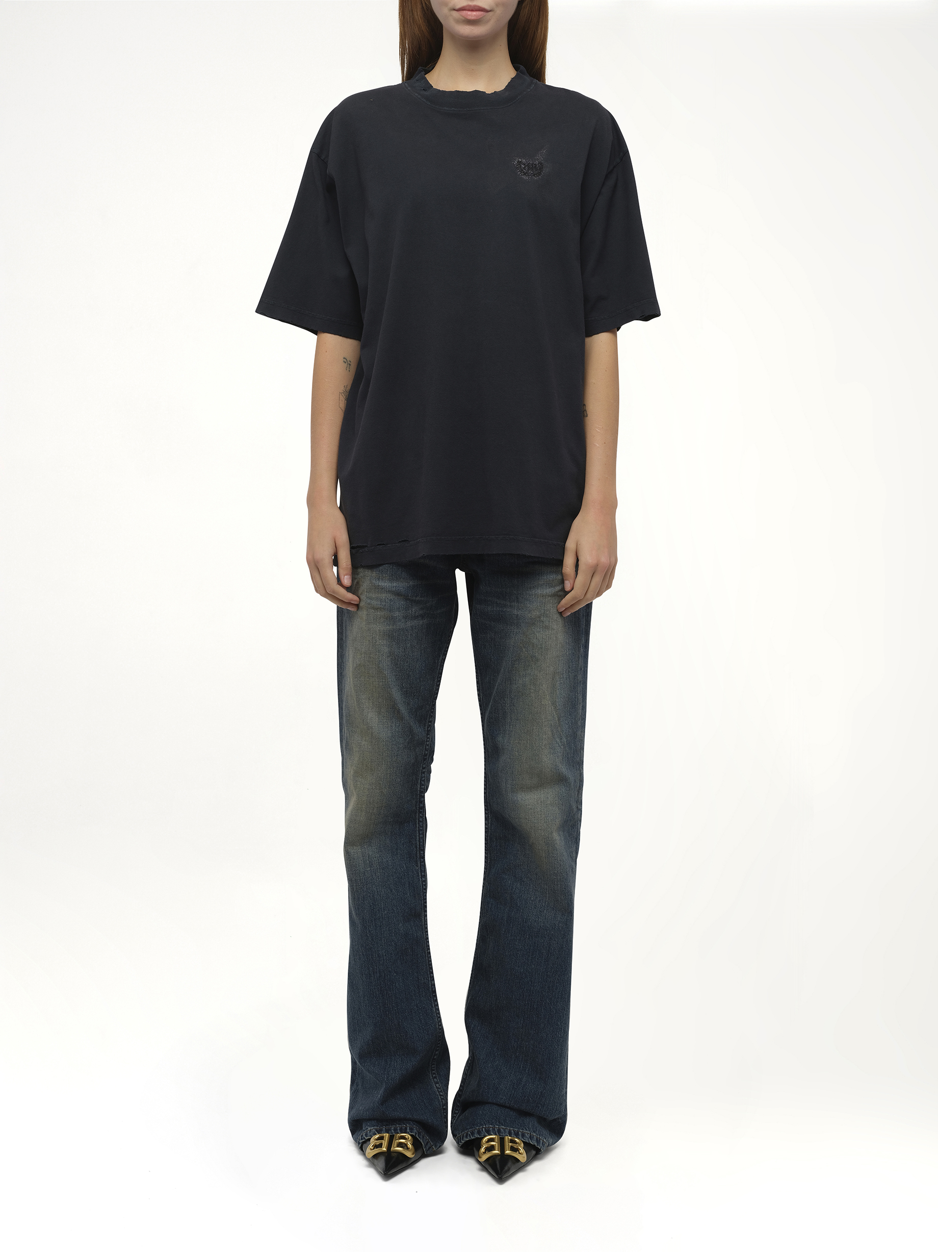 Balenciaga Nail Polish Medium Fit T-Shirt in Faded Washed Black