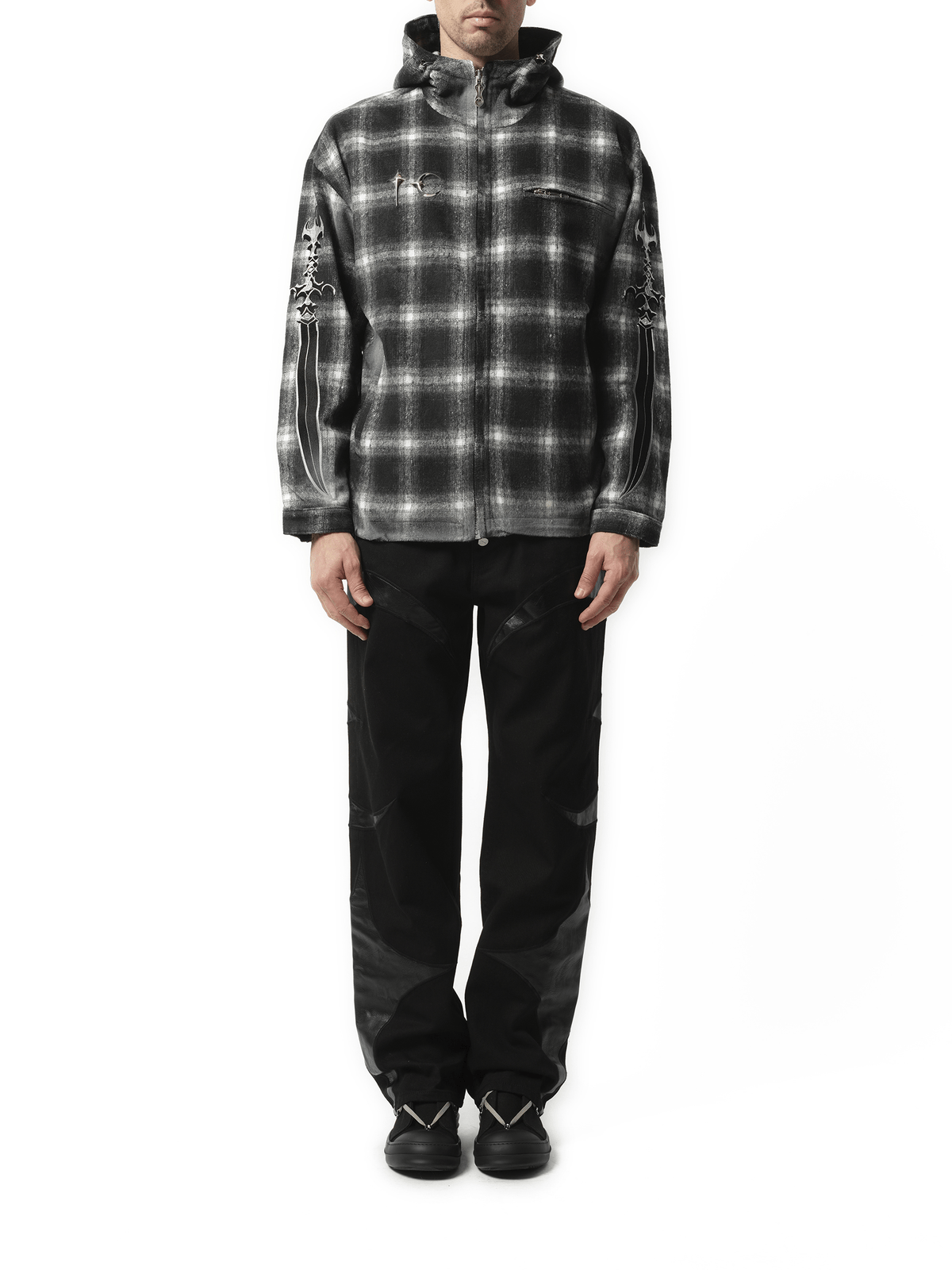 Thug Club Arab Sword Flannel Zip-up Jacket in Black