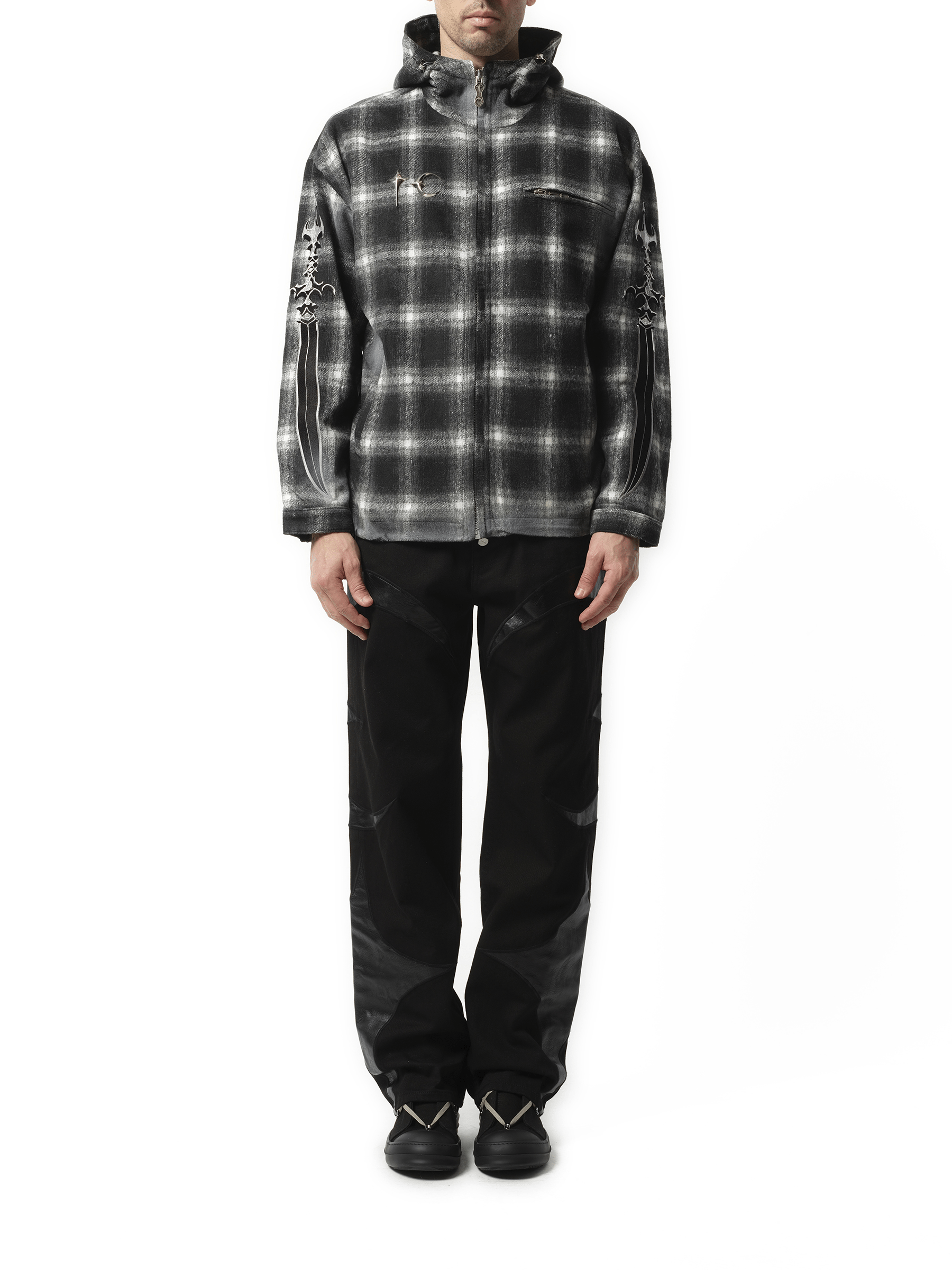 Thug Club Arab Sword Flannel Zip-up Jacket in Black
