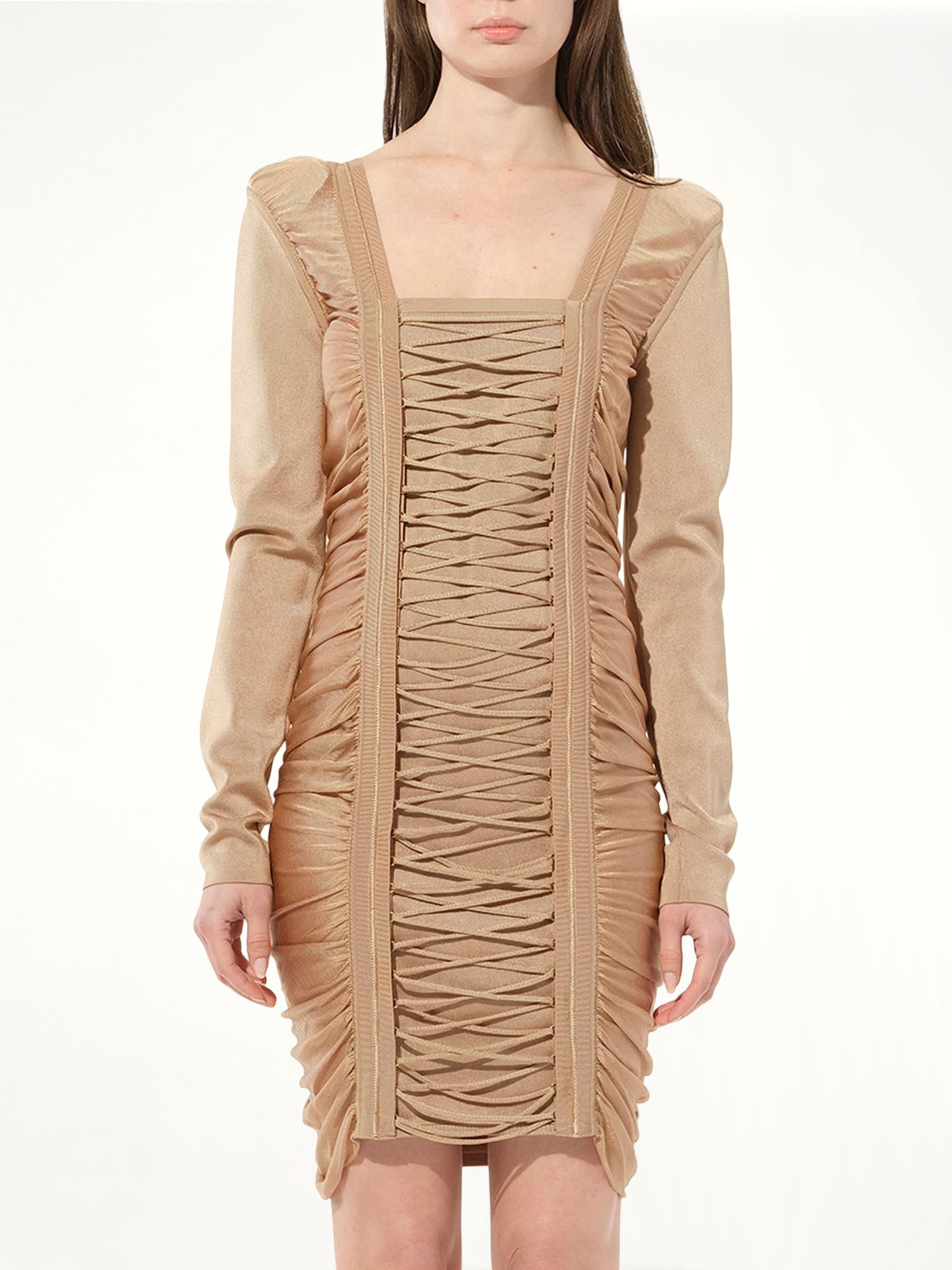 Maille Knit Const Dress in Sand