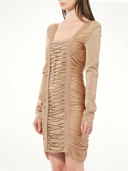 Maille Knit Const Dress in Sand