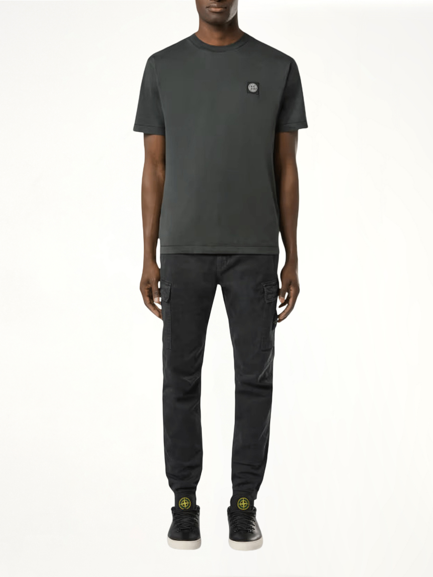 Stone Island Logo Patch T-Shirt in Lead Grey