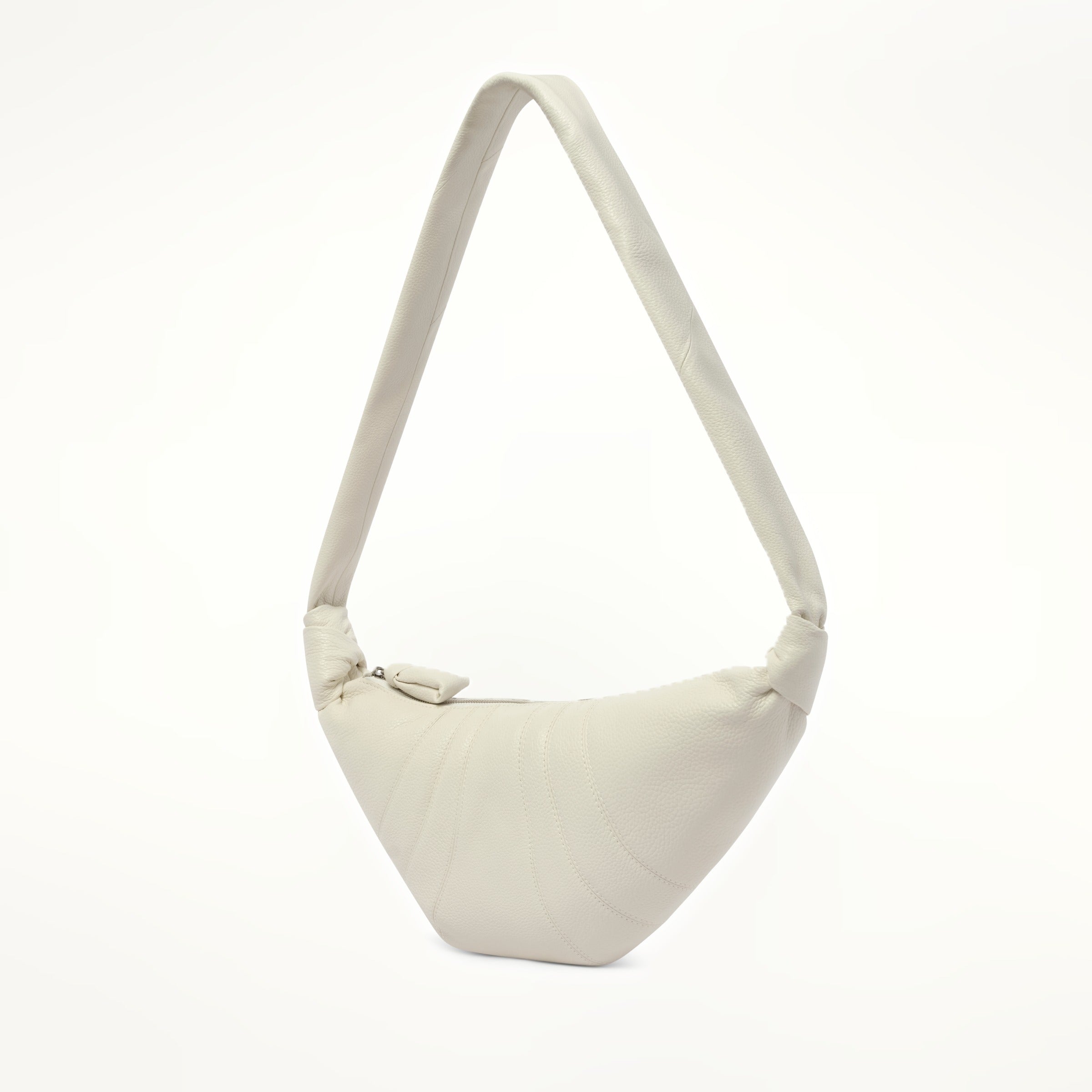 Cowhide Small Croissant Bag in Chalk