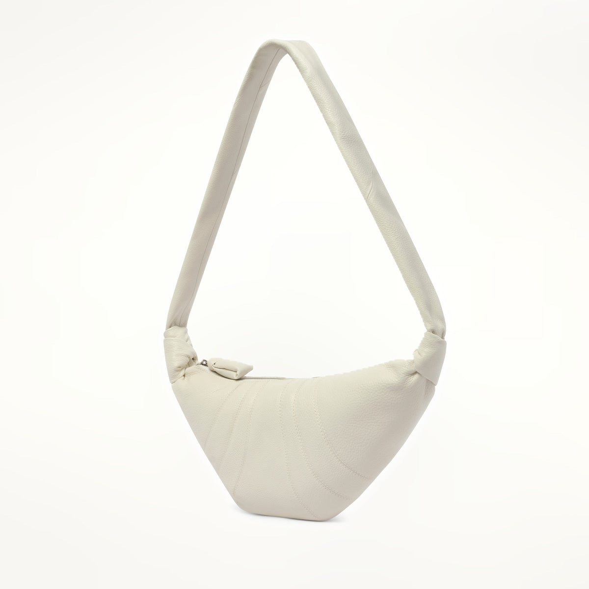Cowhide Small Croissant Bag in Chalk