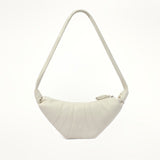 Cowhide Small Croissant Bag in Chalk