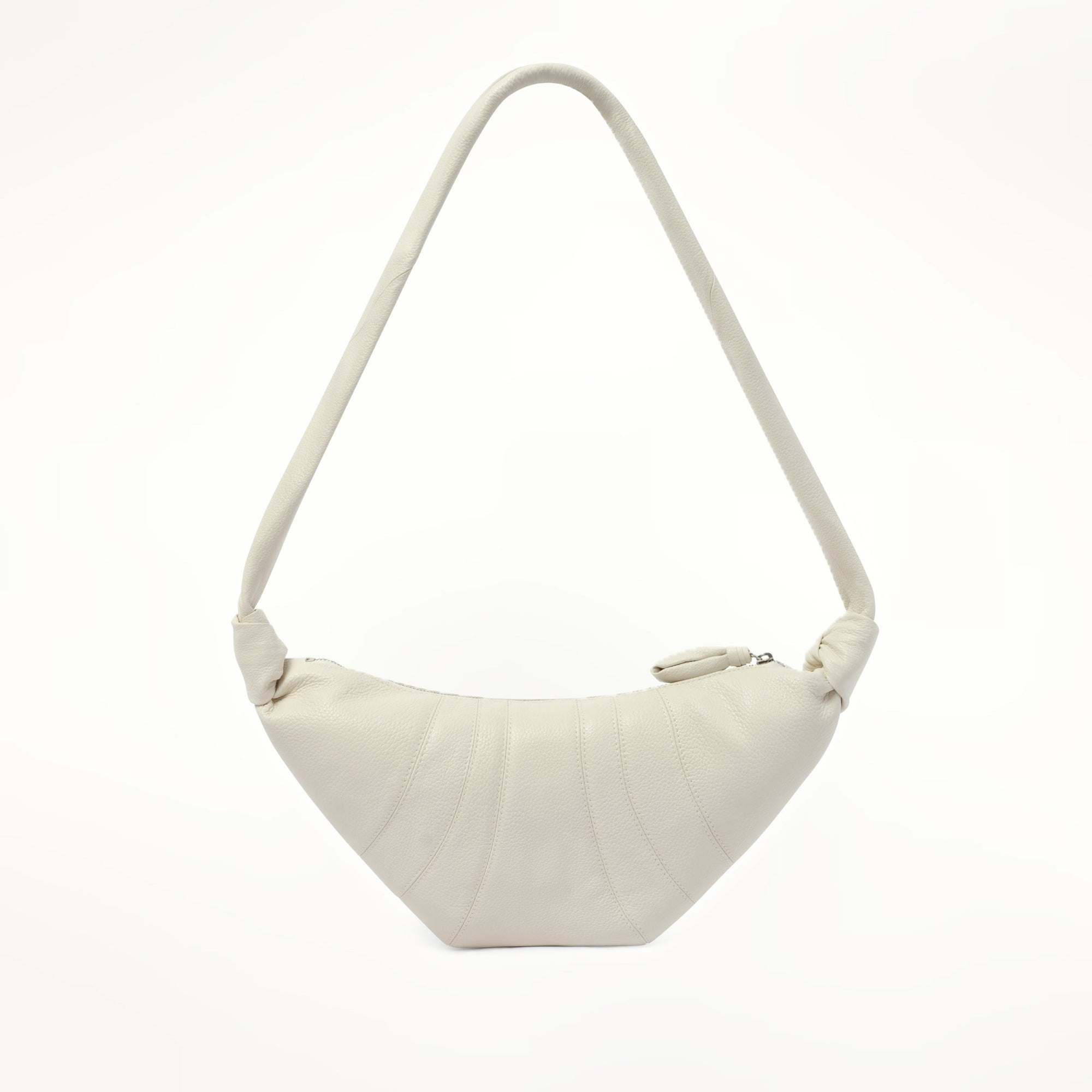 Cowhide Small Croissant Bag in Chalk