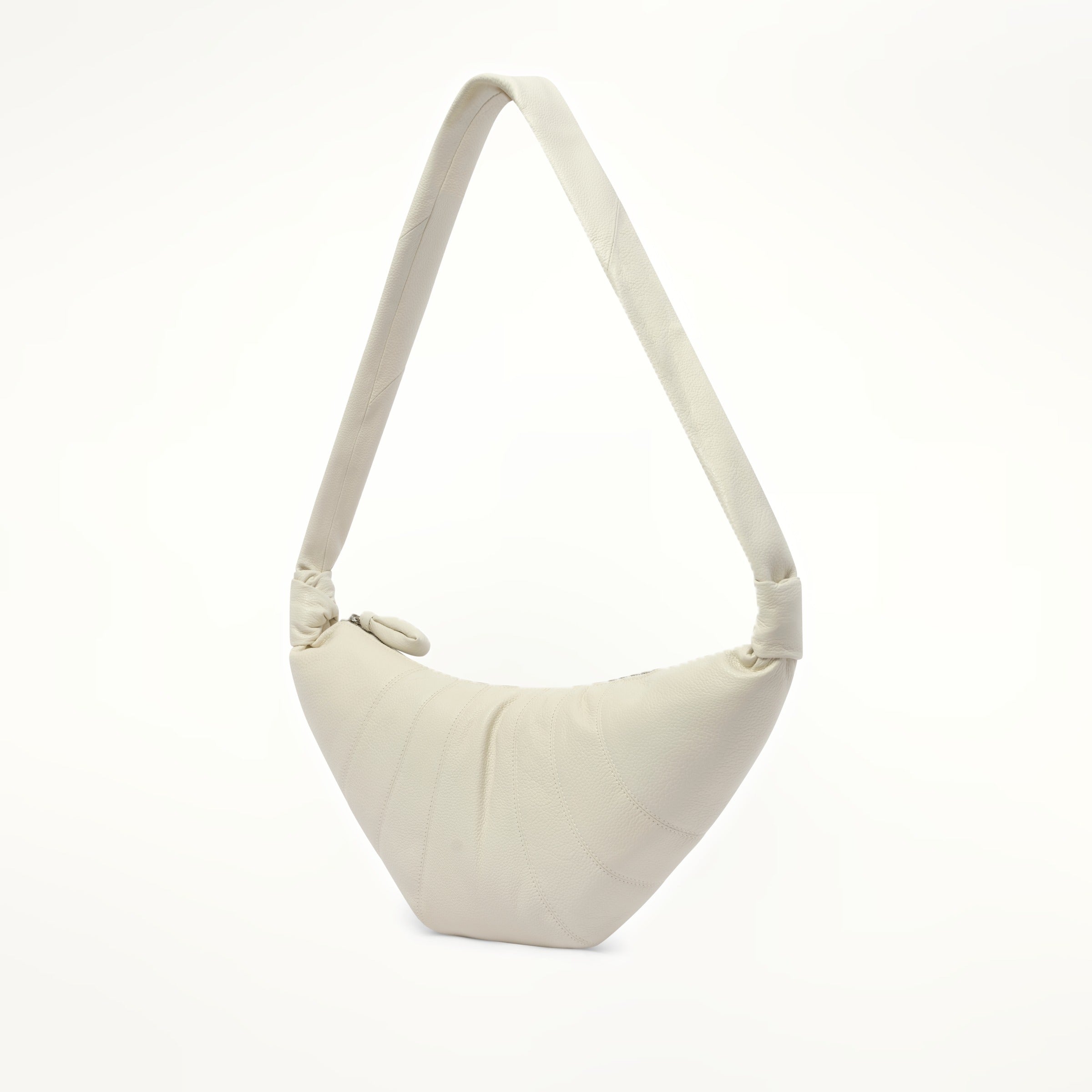 Cowhide Medium Croissant Bag in Chalk