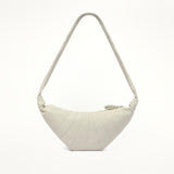 Cowhide Medium Croissant Bag in Chalk