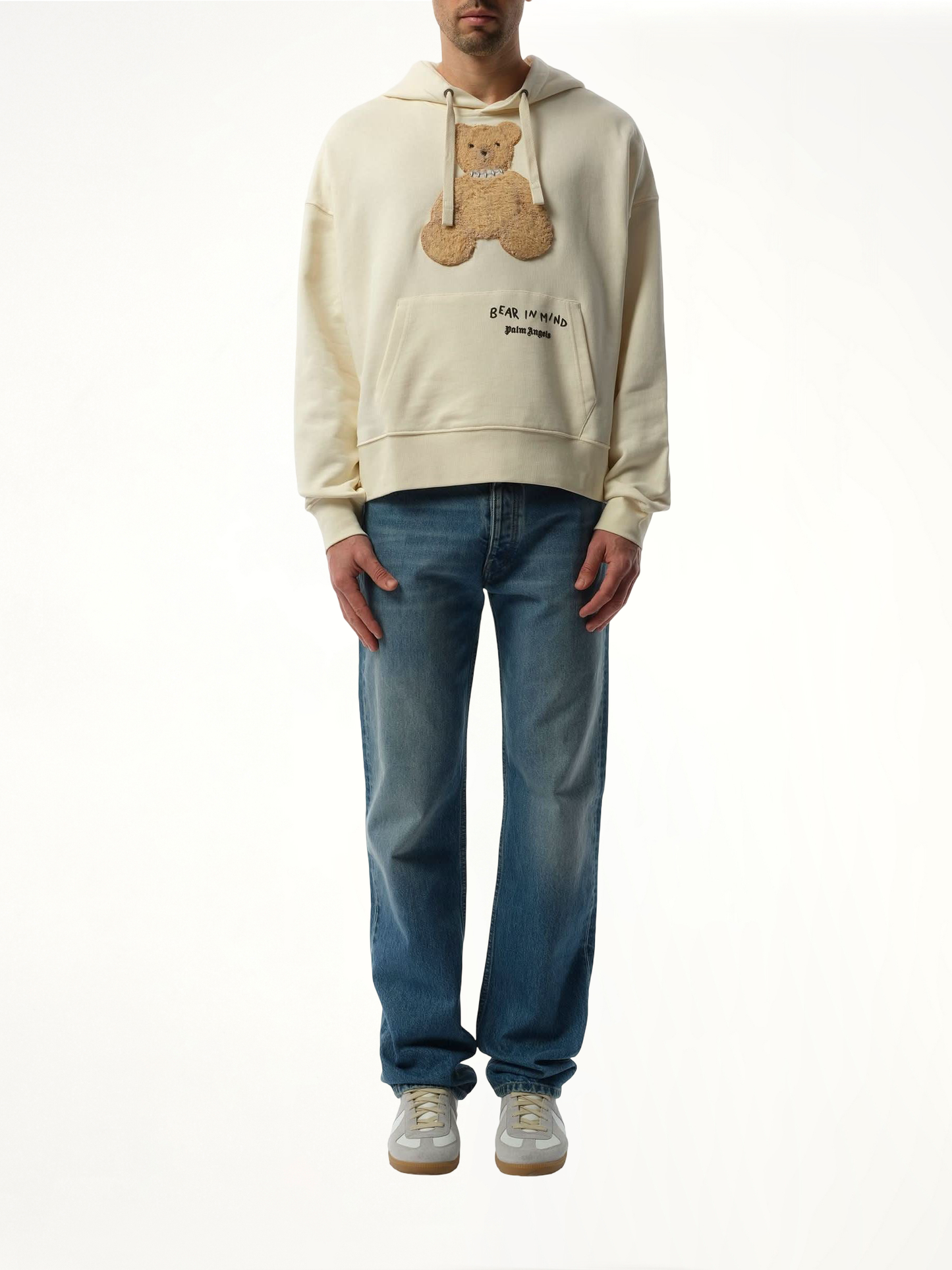 Bear in Mind Hoodie in Off White/Brown