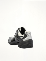 Starting Blocks Hybrid Derby in Black/White/Silver Back View | REMAGINE