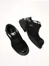 Starting Bigger Hybrid Derby in Black/White/Silver Top View | REMAGINE