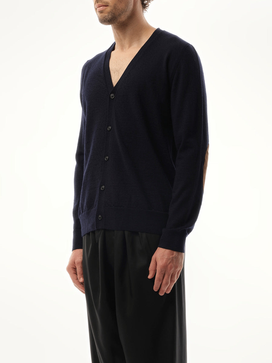 Maison Margiela Wool Cardigan in Dark Blue