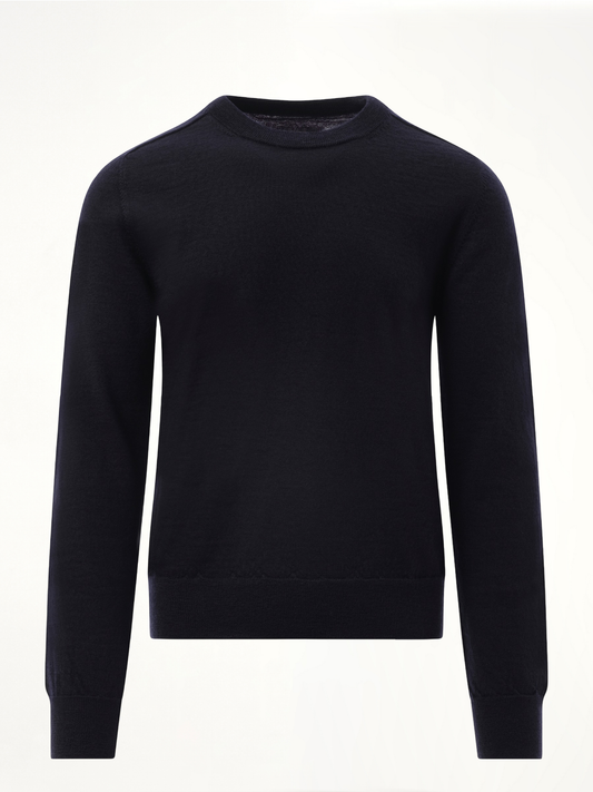 Wool Crewneck Sweater in Dark Blue