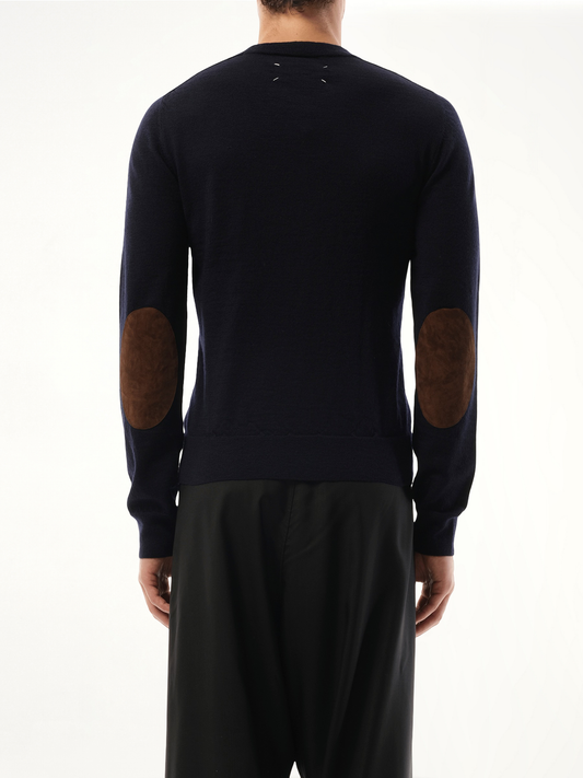 Wool Crewneck Sweater in Dark Blue