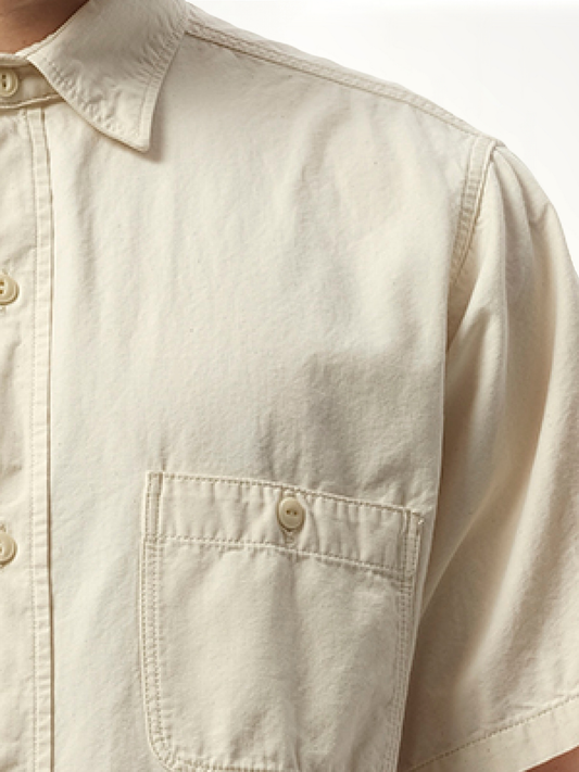 Denim Short Sleeve Shirt in Ecru